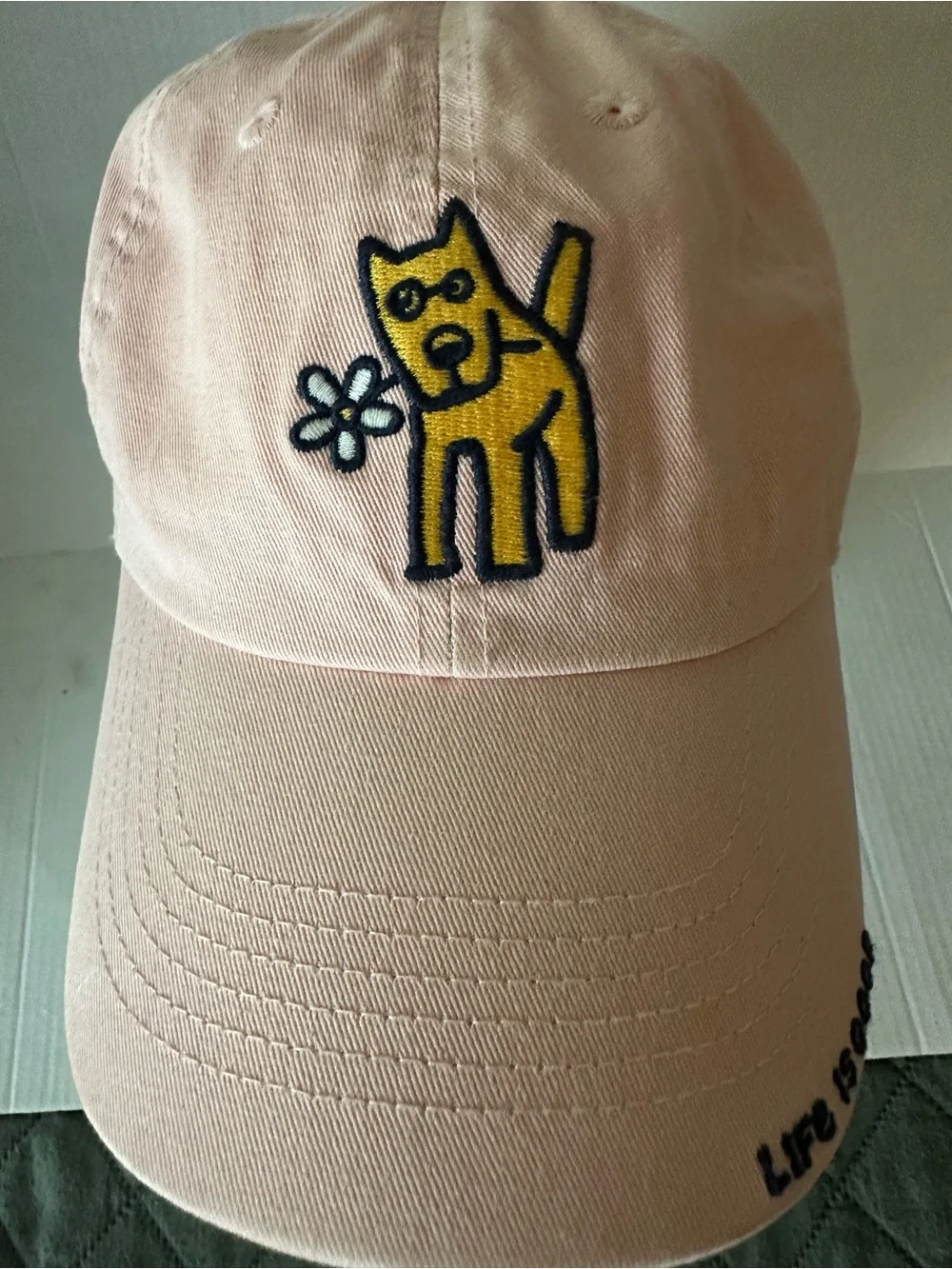 Life Is Good Pink Jake Dog Embroidered Baseball Cap Kindness Is Free Adjustable
